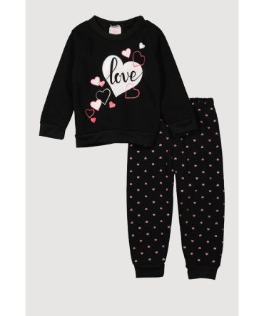 Toddler Girls Love Glitter Heart Sweatshirt and Joggers