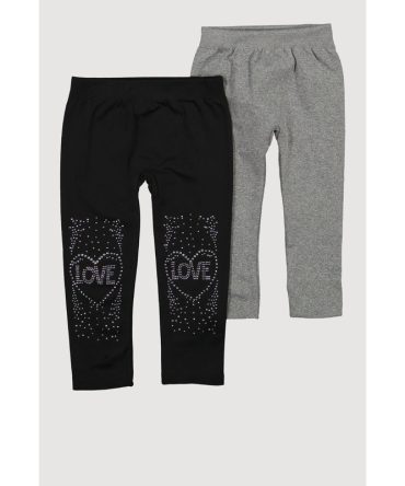 Toddler Girls Love Rhinestone Seamless Leggings 2 Pack