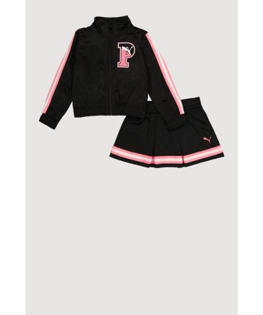 Toddler Girls Puma Varsity Stripe Track Jacket and Tennis Skirt