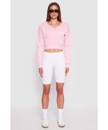 V Neck Cropped Sweatshirt