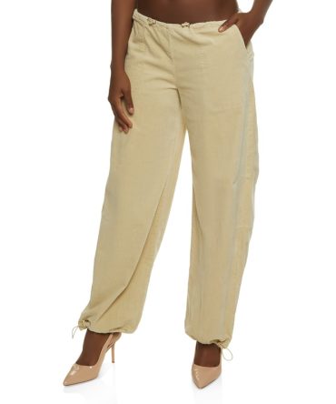 Corduroy Toggle Drawstring Parachute Pants