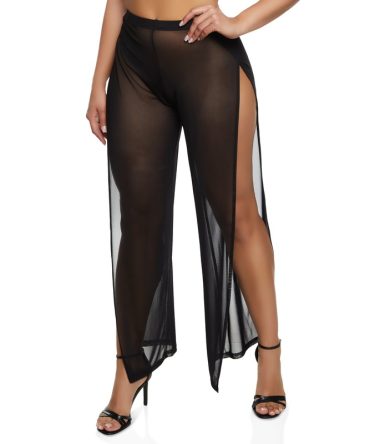 Daisy Mesh Open Side Wide Leg Pants