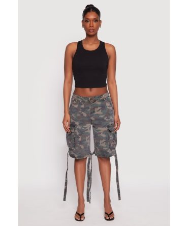 Denim Cargo Bermuda Skater Shorts