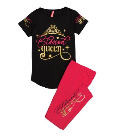 Girls Blessed Queen Graphic Tee and Leggings