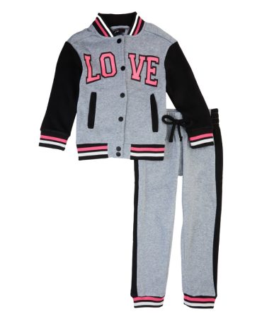Little Girls Love Varsity Jacket and Joggers