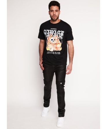 Mens Waxed Skinny Cargo Trousers