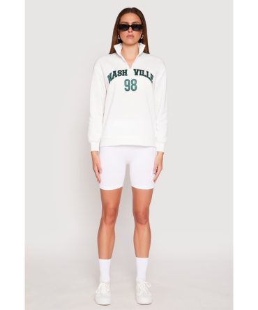 Zip Mock Neck City Pullover Sweatshirt