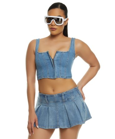Almost Famous Denim Pleated Skort