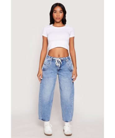 Almost Famous Drawstring Waist Barrel Jeans