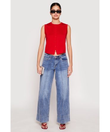 Almost Famous Wide Leg Pintuck Jeans