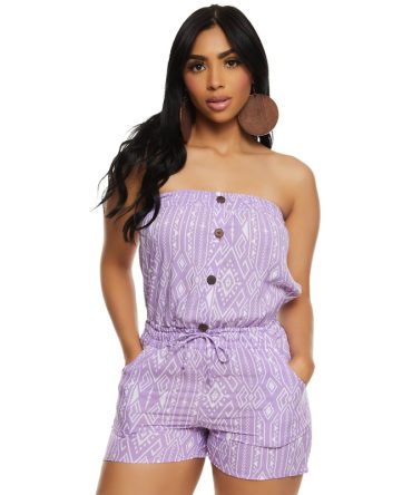 Aztec Print Strapless Romper