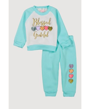 Baby Girls 12-24M Glitter Blessed Graphic Sweatshirt and Joggers