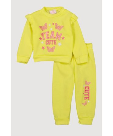 Baby Girls 12-24M Team Cute Glitter Graphic Sweatshirt and Joggers