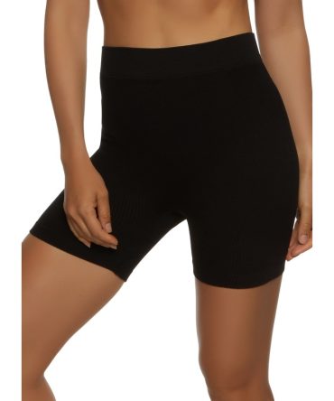 Basic Ribbed High Waisted Biker Shorts