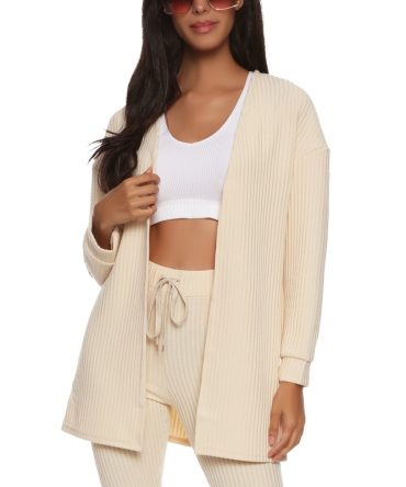 Basic Ribbed Knit Cardigan