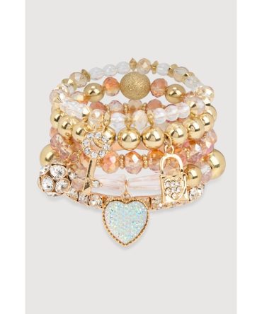 Beaded Stretch Charm Bracelets Set of 5