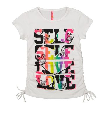 Girls Self Love Ruched Graphic Tee
