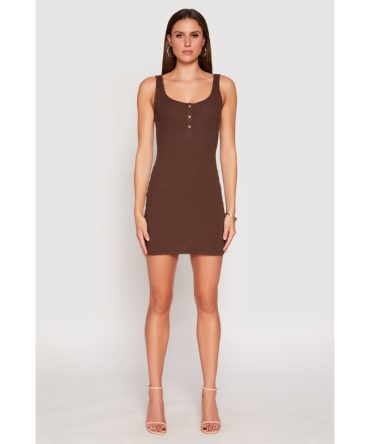 Half Button Mini Tank Dress