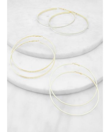 Jumbo Metallic Hoop Earring Trio