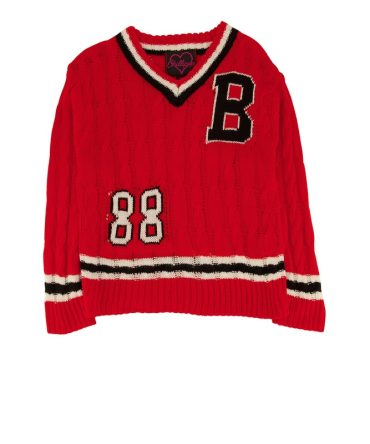 Little Girls Cable Knit Varsity Stripe Sweater