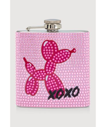 Rhinestone Balloon Dog XOXO Graphic Flask