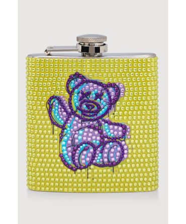 Rhinestone Graffiti Bear Flask