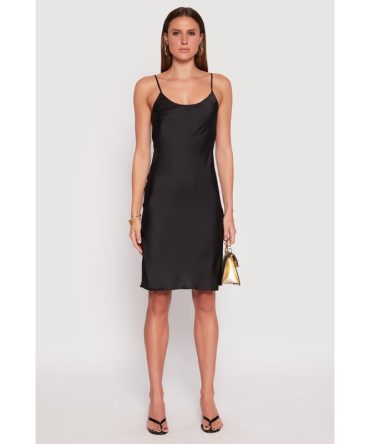 Satin Side Slit Cami Slip Dress
