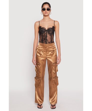 Satin Zip Cargo Pants