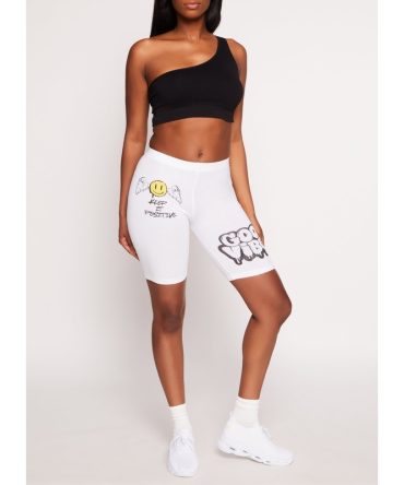 Smiley Good Vibes Keep It Positive Bike Shorts
