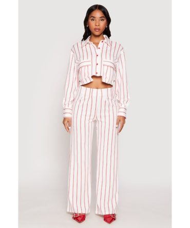 Striped High Waisted Dress Pants