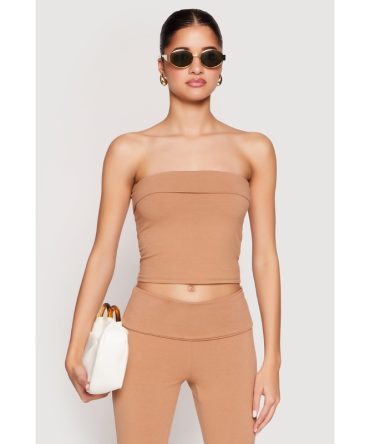 Almost Famous Fold Over Cropped Tube Top