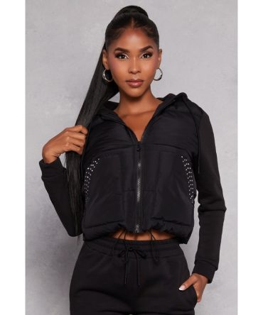 Almost Famous Rhinestone Trim Pocket Jacket