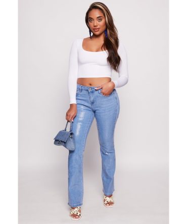 Almost Famous Sequin Boot Cut Jeans