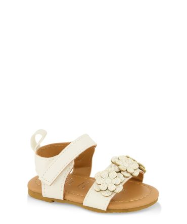 Baby Girls Glitter Flower Band Ankle Strap Sandals