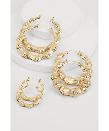 Bamboo Hoop Earrings Set of 3