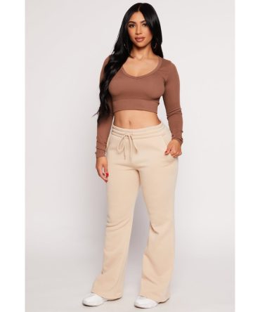 Fleece Lined Boot Cut Sweatpants