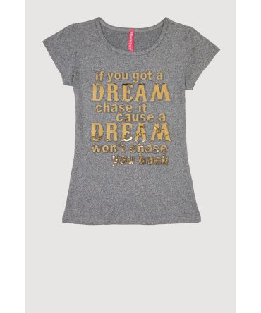 Girls 3D Embossed Dream Graphic Tee