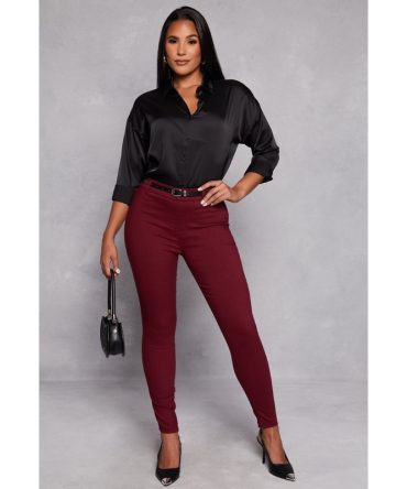 Hyper Stretch Belted High Waisted Pants
