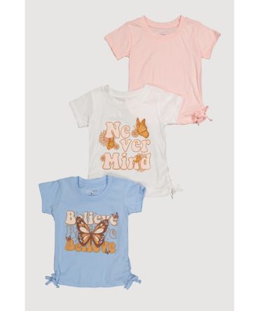 Little Girls Never Mind Butterfly Graphic Tees 3 Pack