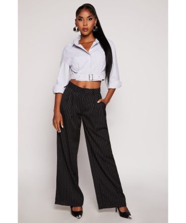 Madden Girl Pinstripe Wide Leg Pants