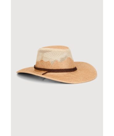 Mesh Detail Woven Cowboy Hat