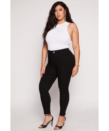 Plus Size Stretch Pintuck Pocket Detail Pants