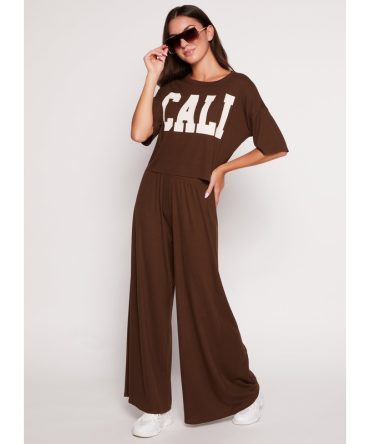 Rib Knit Wide Leg Pants