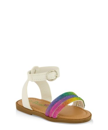 Toddler Girls Rhinestone Triple Band Ankle Strap Sandals