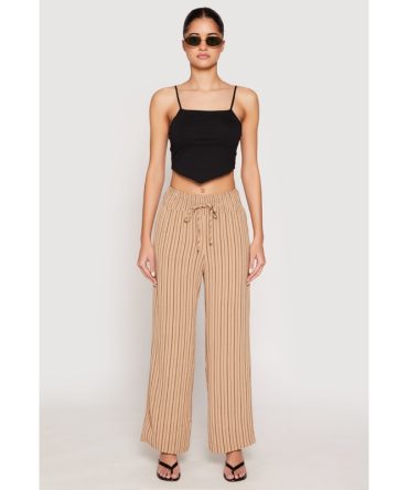 Airy Striped Wide Leg Pants