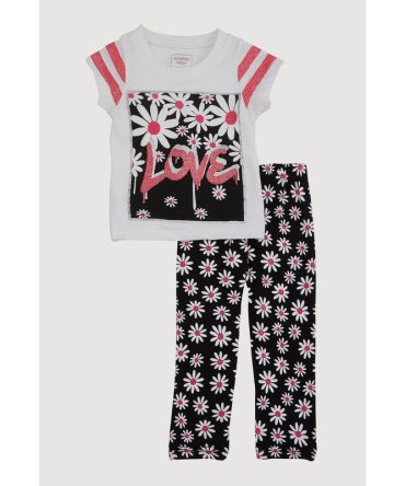 Baby Girls 12-24M Love Glitter Graphic Tee and Daisy Leggings