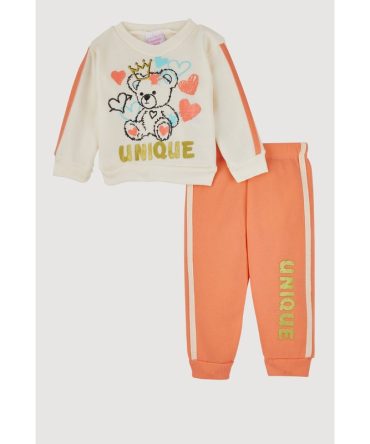 Baby Girls 12-24M Unique Glitter Graphic Sweatshirt and Joggers