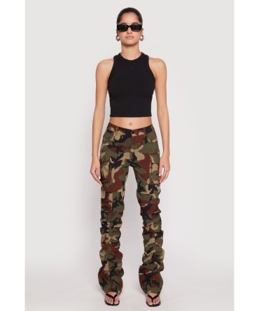 Camouflage Stacked Cargo Pants