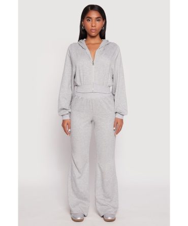 Elastic Waist Flared Sweatpants