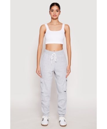 Fleece Cargo Pocket Drawstring Sweatpants